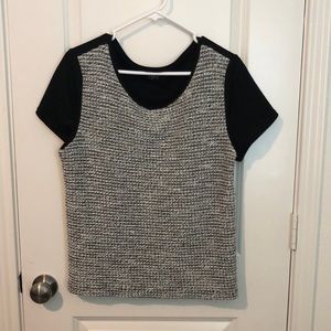 Ann Taylor LOFT Tweed T-Shirt in Black and White XL
